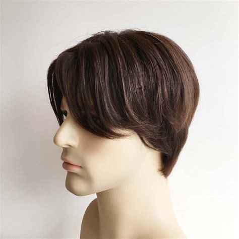 Men Dark Brown Real Human Hair, Short Curtain Bangs Wig – nevermindyrhead