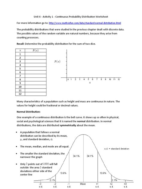 Image result for Continuous Random Variable Worksheet