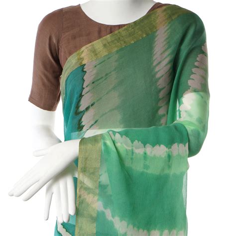 Buy Multi Color Digital Printed Lehariya Pattern Chiffon Silk Saree ...