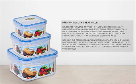 VYORA Plastic Square Air Tight Lock Storage Container (Pack of 3, 300 ...