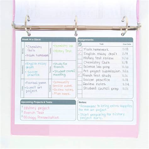 Image result for Free Printable Student Homework Planner