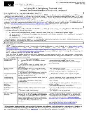 2021 Form Canada SFU Application for a Temporary Resident Visa Fill ...
