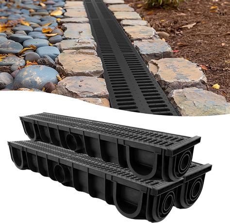 Benfar Trench Drain 39.4x6.1x5.5in 3Pack HDPE Channel Drain with Grates ...