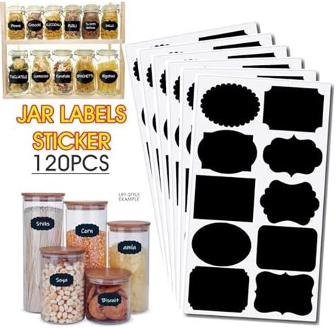 Sticker Yard Black 120 Pcs Waterproof Vinyl Stickers for Mason Jars ...
