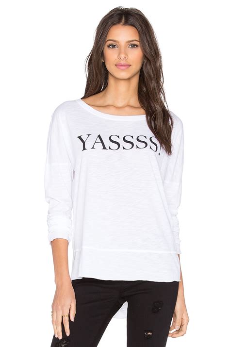 TYLER JACOBS Yassss! Bexly Long Sleeve Tee in White | REVOLVE
