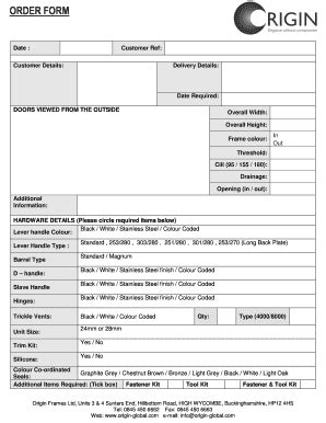 Fillable Online bifolddoorscotland co ORDER FORM - Bifold Door Scotland ...