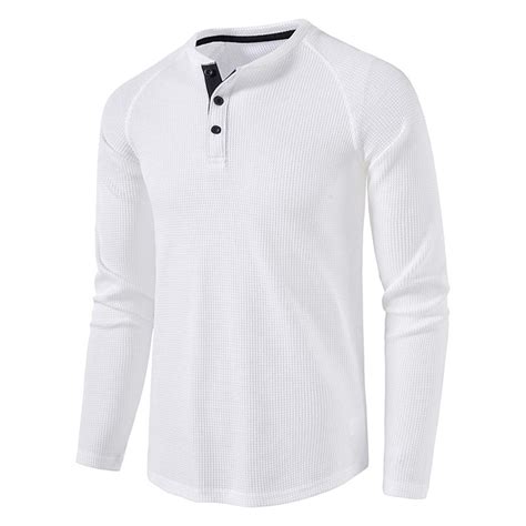 Aloohaidyvio Clearance George Men's Waffle Henley Shirts Long Sleeve ...