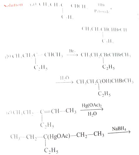 Give the structures of the major products from 3-ethylpent-2-ene under ...