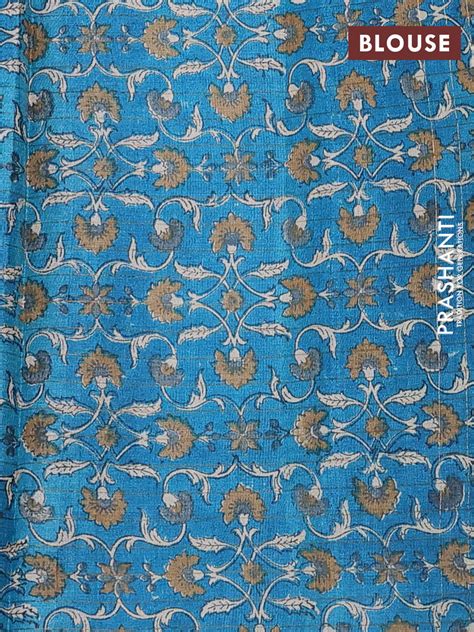 Pure tussar silk saree green and cs blue with allover zari checked pat ...