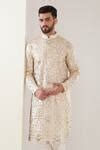 Buy Off White Georgette Embroidery Gota Kurta Set For Men by Kasbah ...