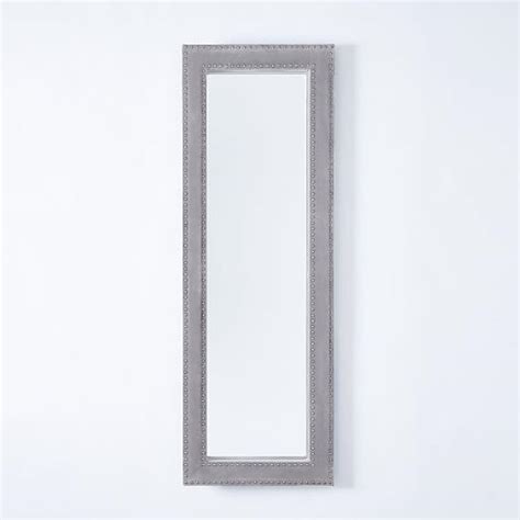 West Elm Floor Mirror in Dove Gray Velvet - AptDeco