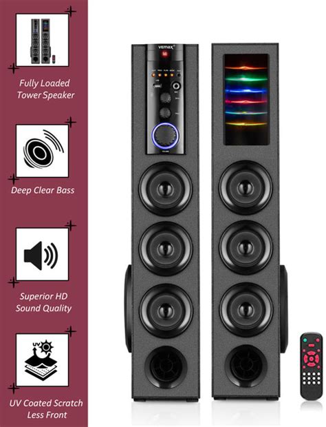 Buy Vemax Royce 125w Bluetooth Twin Tower with Karaoke MIC Support, USB ...