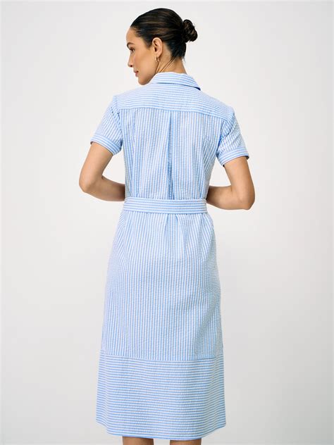 Crew Clothing Kaya Seersucker Shirt Dress, Dark Blue