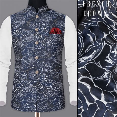 Bleached Cedar Textured Premium Wool-Blend Nehru-Jackets For Men