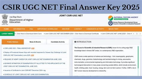 CSIR UGC NET Final Answer Key 2025: जारी हुई सीएसआईआर यूजीसी नेट फाइनल ...