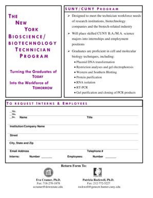 Fillable Online incubator downstate S U N Y / C U N Y R O G R A M THE ...