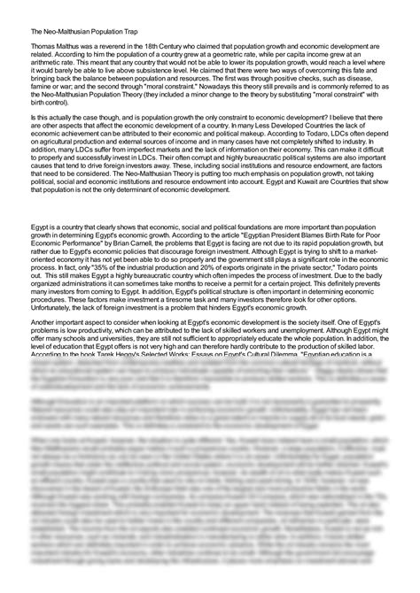 SOLUTION: The neo malthusian population trap - Studypool