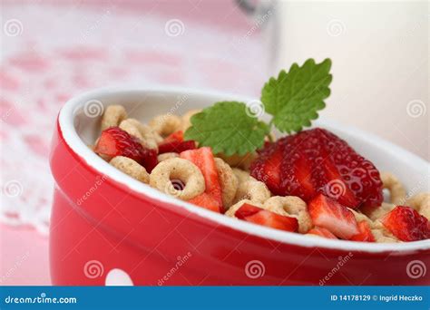 Honey Cereals with Strawberries Stock Image - Image of cornflake, snack ...
