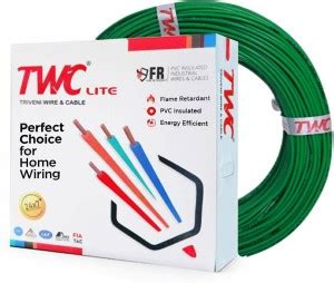 TWC Lite Single Core 0.75 sqmm Green 90 meter Electrical Wire - FR PVC ...