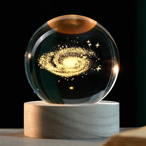 IFOLAINA 3D Galaxy Crystal Ball 2.36" Laser Engraved Glass Planet ...