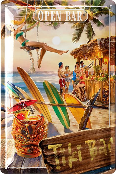 Amazon.com: LANOLU Vintage Tin Sign – TiKi BAR - Tiki Bar Signs and ...