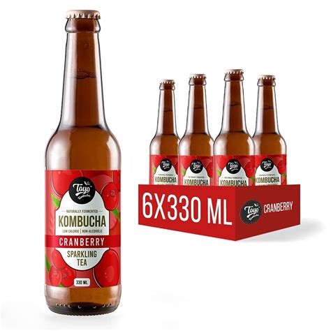 Toyo Kombucha -Sparkling Fermented Probiotic Tea | Cranberry| Gut ...