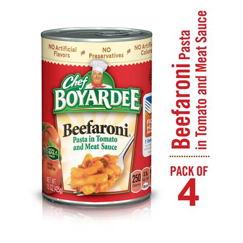 Buy Chef Boyardee Beefaroni Beef Macaroni, Microwave Pasta, 4 Pack, 15 ...