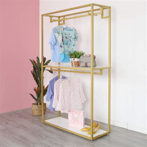 FONECHIN Metal Clothes Display Rack Free Standing Garment Clothing Rack ...
