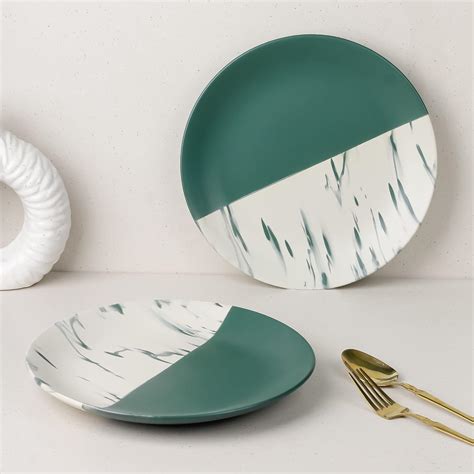 The Earth Store Dual Tone Teal Italian 10 Inch Ceramic Dinner Plates ...