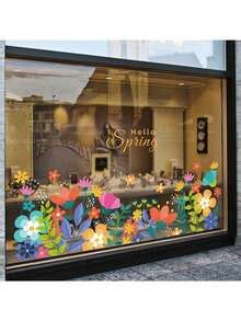 No-Glue Spring Flower Static Stickers Reusable Window Decals For ...