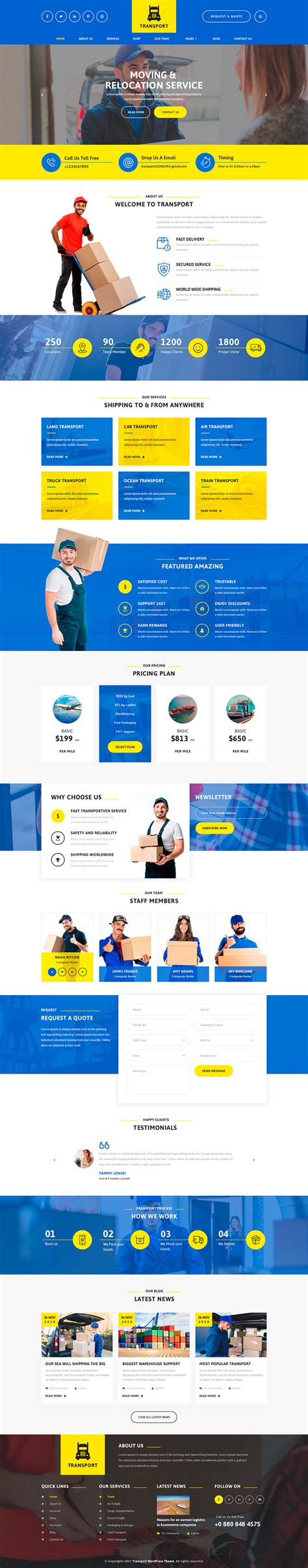 Free Transport WordPress Theme for Logistics Company