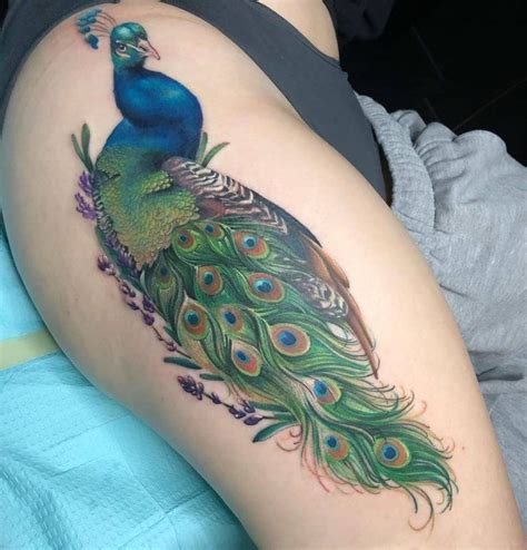 peacock leg tattoo ideas