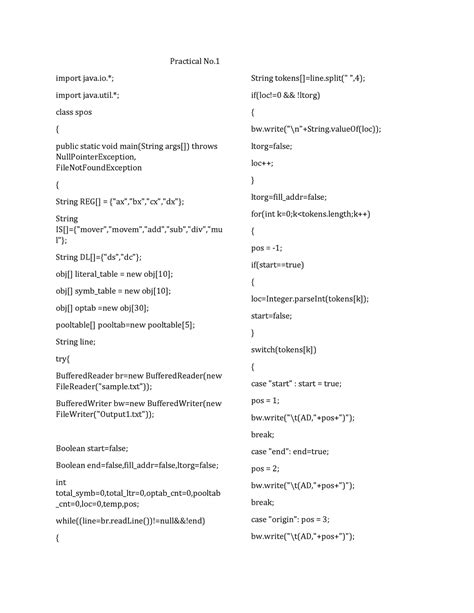 SPOS ALL Output - Practical No. import java.; import java.; class spos ...