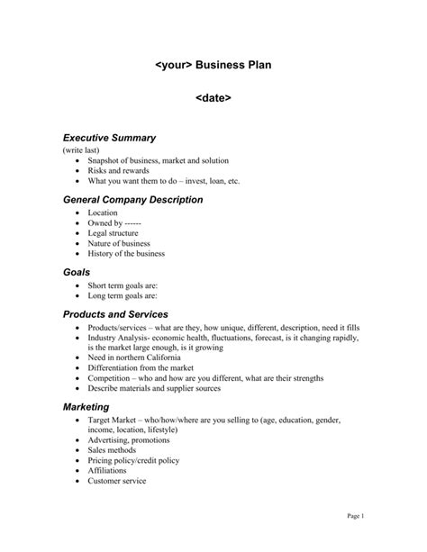 Business Plan Outline Template 的图像结果