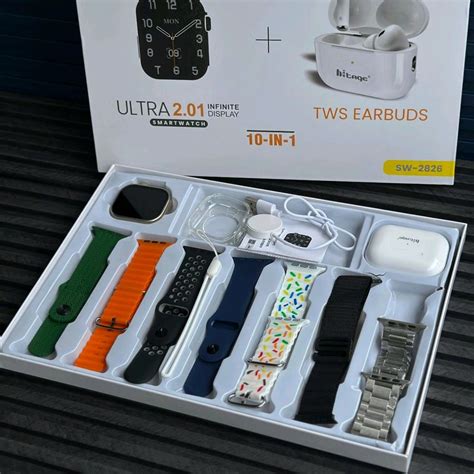 Hitage 10-in-1 Smartwatch Combo with TWS Earbuds – Ultra 2.01 Display ...