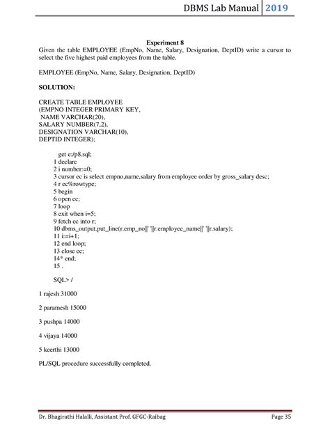 joiner and triggers - DBMS Lab Manual 2019 Dr. Bhagirathi Halalli ...