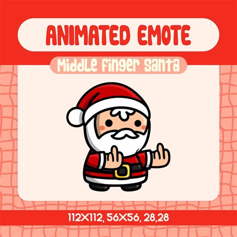Animated Middle Finger Santa Emote for Christmas, Kawaii Xmas Santa ...