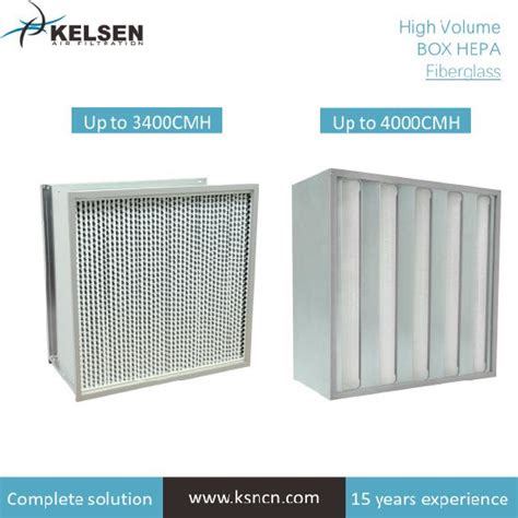 China Cleanroom HVAC System V Bank Mini Pleat Box Type HEPA Air Filter ...