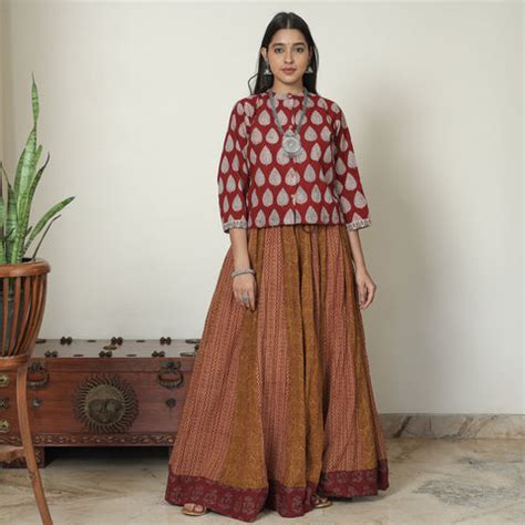 Buy Handmade Bagh Block Print Skirts for Women | iTokri – iTokri आई.टोकरी