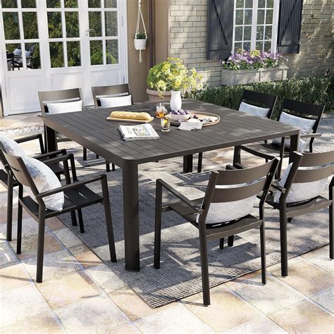 Black Patio Furniture Set Pellebant 11-Piece Outdoor Patio Dining Set ...