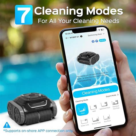 WYBOT S1 SE Cordless APP Robotic Pool Cleaner with Wall Climbing, 7 Cl ...