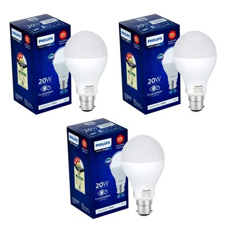 Buy PHILIPS 20W B22 LED Cool Day Light Bulb, Pack of 3, (929001256833 ...