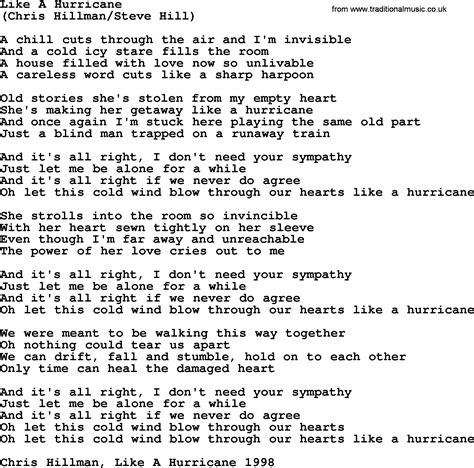 Like Hurricane Lyrics at Johnny Moe blog