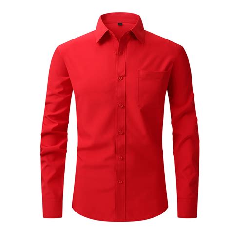 Elvqul Men's Shirts Casual Dressy Long Sleeve Mens Tops Elastic Button ...
