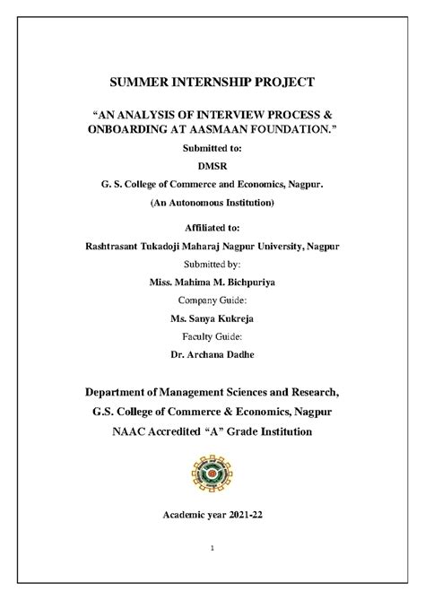 HRM INTERNSHIP PROJECT: INTERVIEW & ONBOARDING ANALYSIS AT AASMAAN ...