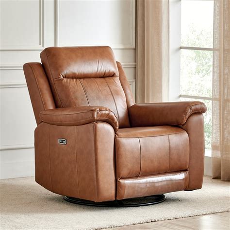 Buy Nevil Half Leather 1-Seater Swivel Electric Recliner - Tan from ...