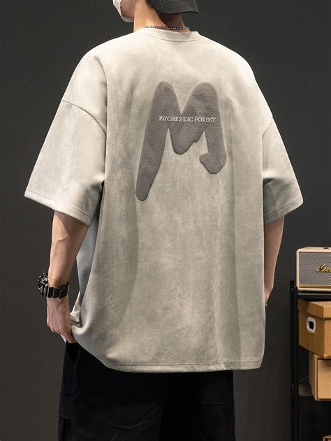 Men Letter Graphic Drop Shoulder Tee | Cool t shirts, Men's casual ...