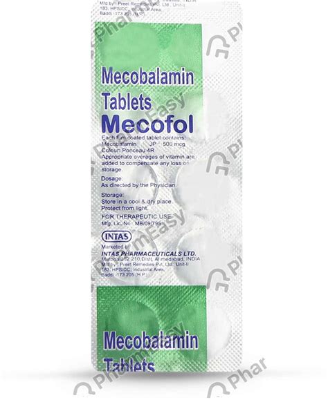 Mecofol 500 MCG Tablet (10): Uses, Side Effects, Price & Dosage | PharmEasy