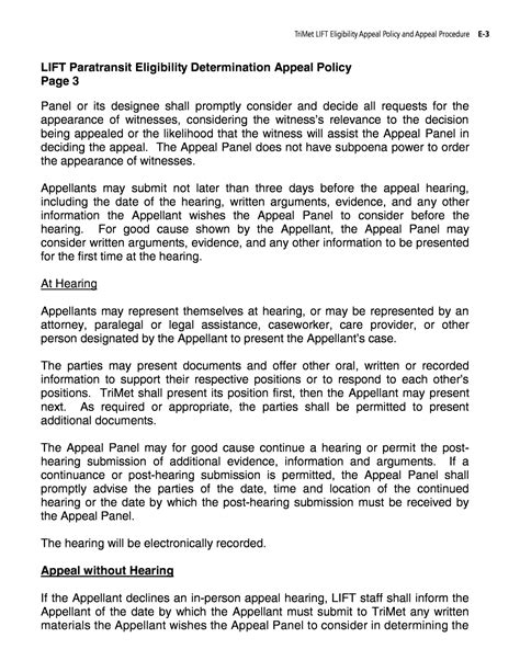 Appendix E - TriMet LIFT Eligibility Appeal Policy and Appeal Procedure ...