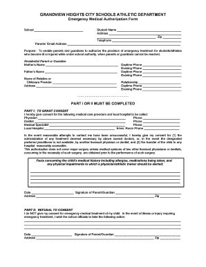 Fillable Online GRANDVIEW HEIGHTS CITY SCHOOLS ATHLETIC DEPARTMENT ...